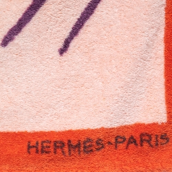 Hermes Orange Multicolor Terry Baby Horse Beach Towel 