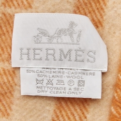 Hermes Orange Wool & Cashmere Throw Blanket