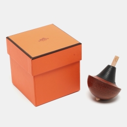 Hermes Brown/Black Oak Wood Spinning Top