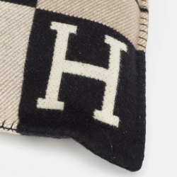 Hermes Black Patterned Wool and Cashmere Avalon Pillow S 
