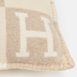 Hermes Beige Patterned Wool and Cashmere Avalon Pillow S