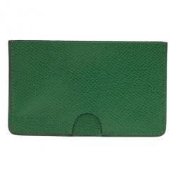 Hermes Green Leather Porquerolles Card Case Hermes