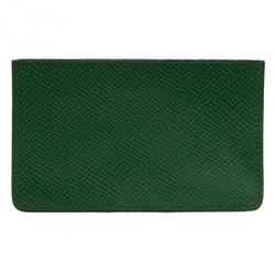 Pre Owned Hermes Green Leather Porquerolles Card Case