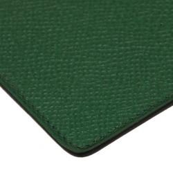 Pre Owned Hermes Green Leather Porquerolles Card Case
