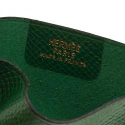 Pre Owned Hermes Green Leather Porquerolles Card Case