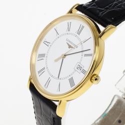 Pre Owned Longines White Gold-Plated Steel Grand La Classique Presence Unisex Wristwatch 34MM