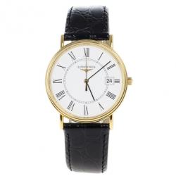 Pre Owned Longines White Gold-Plated Steel Grand La Classique Presence Unisex Wristwatch 34MM