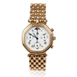 Rama Swiss Watch Moonphase SS Gold-Plated Choronograph Moon Phase Unisex Watch 34 MM
