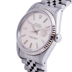 Pre Owned Rolex Beige Stainless Steel DateJust Unisex Wristwatch 36MM