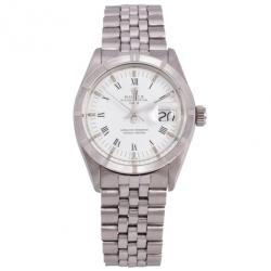 Pre Owned Rolex Stainless Steel Oyster Perpetual Date Unisex Wristwatch 34 MM