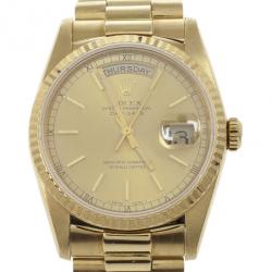Pre Owned Rolex 18 K Yellow Gold Day Date Unisex Wristwatch 36 MM
