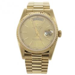 Pre Owned Rolex 18 K Yellow Gold Day Date Unisex Wristwatch 36 MM