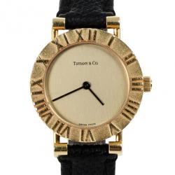 Tiffany & Co. Gold Dial 18K Yellow Gold Atlas L0630 Women's Wristwatch 24 mm