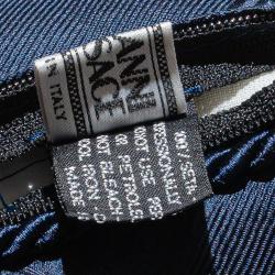 Pre Owned Versace Medusa Navy Blue Cotton Cushion