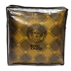 Pre Owned Versace Medusa Yellow / Black Cotton & Velvet Cushion