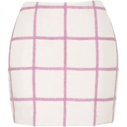 Pre Owned 3.1 Phillip Lim White Woolen Grid-Print Mini-Skirt S