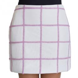 Pre Owned 3.1 Phillip Lim White Woolen Grid-Print Mini-Skirt S
