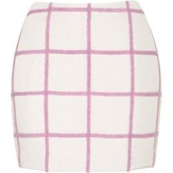 Pre Owned 3.1 Phillip Lim White Woolen Grid-Print Mini-Skirt M