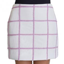 Pre Owned 3.1 Phillip Lim White Woolen Grid-Print Mini-Skirt M