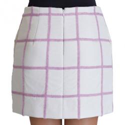 Pre Owned 3.1 Phillip Lim White Woolen Grid-Print Mini-Skirt M