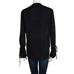 مملوكة مسبقًا بلوزة 3.1 فيليب ليم ويمسيكال بأكمام بثنيات حرير سوداء S