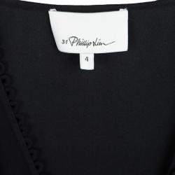 مملوكة مسبقًا بلوزة 3.1 فيليب ليم ويمسيكال بأكمام بثنيات حرير سوداء S