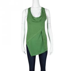 مملوكة مسبقًا توب 3.1 فيليب ليم شيفون أخضر باروت طبقات بلا أكمام S