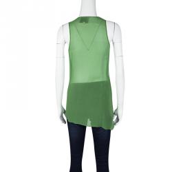 مملوكة مسبقًا توب 3.1 فيليب ليم شيفون أخضر باروت طبقات بلا أكمام S