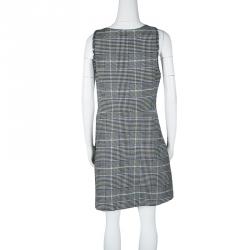Pre Owned فستان 3.1 فيليب ليم صوف رصاصي نمط كاروهات بشراشيب بلا أكمام M