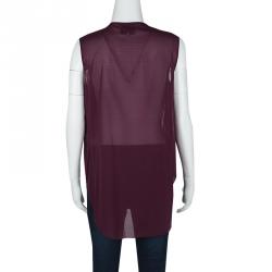 Pre Owned توب تونيك 3.1 فيليب ليم بلا أكمام مزخرف حرير عنابي XS