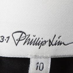 Pre Owned 3.1 Phillip Lim Black Sheer Sleeve Detail High Low Top L