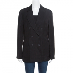 Pre Owned 3.1 Phillip Lim Black Jute and Silk Blend Double Breasted Blazer M
