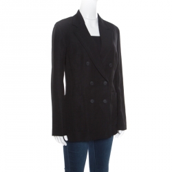 Pre Owned 3.1 Phillip Lim Black Jute and Silk Blend Double Breasted Blazer M