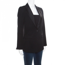 Pre Owned 3.1 Phillip Lim Black Wool Satin Lapel Detail Single Button Tuxedo Blazer XS