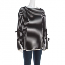 Pre Owned توب 3.1 فيليب ليم مقلم تفريغات بالأكمام مزين برباط مونوكرمي M