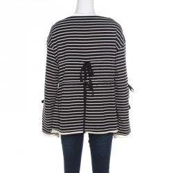 Pre Owned توب 3.1 فيليب ليم مقلم تفريغات بالأكمام مزين برباط مونوكرمي M