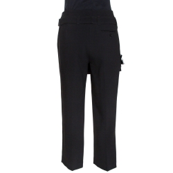 مملوكة مسبقًا 3.1 Phillip Lim Black Crepe Floral Embellished Apron Detail Trousers M
