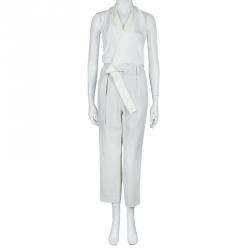 مملوكة مسبقًا 3.1 Phillip Lim Cream and Beige Halter Crossback Jumpsuit XS