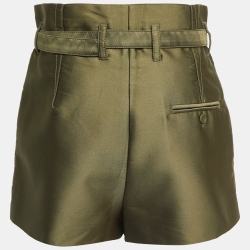 مملوكة مسبقًا 3.1 Phillip Lim Green Satin Paperbag Waist Shorts XS