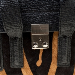Pre Owned 3.1 Phillip Lim Black/Brown Leather and Calfhair Mini Pashli Top Handle Bag