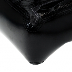 Pre Owned حقيبة 3.1 فيليب ليم باشلي صغيرة جلد ثعبان بارز أسود