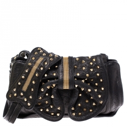 Pre Owned 3.1 Phillip Lim Black Leather Studded Edie Bow Shoulder Bag