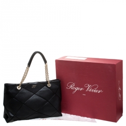 Pre Owned Roger Vivier Black Leather Prismick Tote