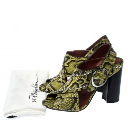 Pre Owned 3.1 Phillip Lim Yellow/Black Python Embossed Leather Patsy Criss Cross Sandals Size 41