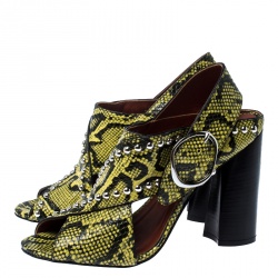 Pre Owned 3.1 Phillip Lim Yellow/Black Python Embossed Leather Patsy Criss Cross Sandals Size 41