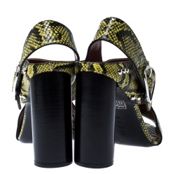 Pre Owned 3.1 Phillip Lim Yellow/Black Python Embossed Leather Patsy Criss Cross Sandals Size 41