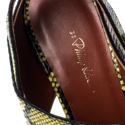 Pre Owned 3.1 Phillip Lim Yellow/Black Python Embossed Leather Patsy Criss Cross Sandals Size 41