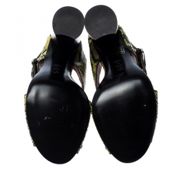 Pre Owned 3.1 Phillip Lim Yellow/Black Python Embossed Leather Patsy Criss Cross Sandals Size 41