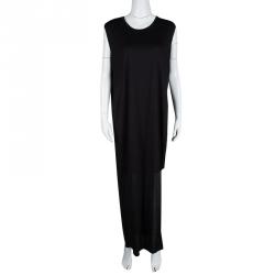 Pre Owned Acne Studios Black Tencel Jersey Asymmetric Ordelia Dress L