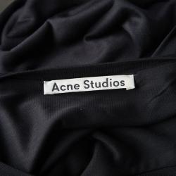 Pre Owned Acne Studios Black Tencel Jersey Asymmetric Ordelia Dress L